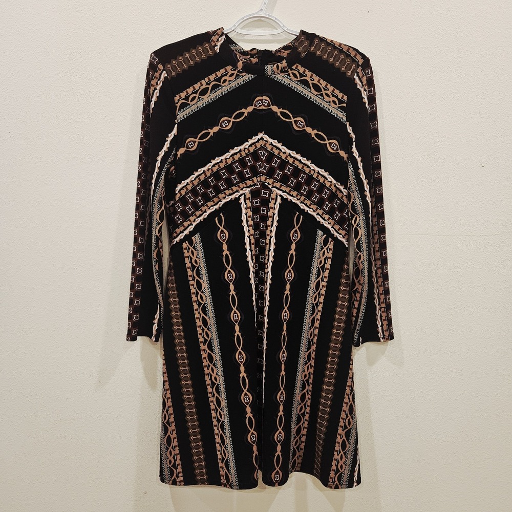 Free People Lined Black Multicolor Stretchy Dress Size Med Boho